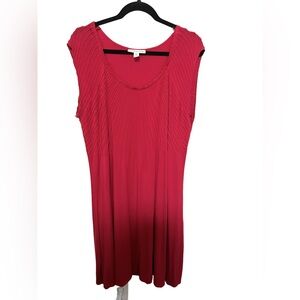 COLDWATER CREEK XL Red Sleeveless Pleated Detail Knit Tank Midi Women